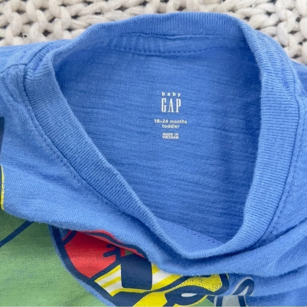Gap Blue Short Sleeve with Soft Cotton Comfort Dinosaur Graphic Tee 18-24 Months